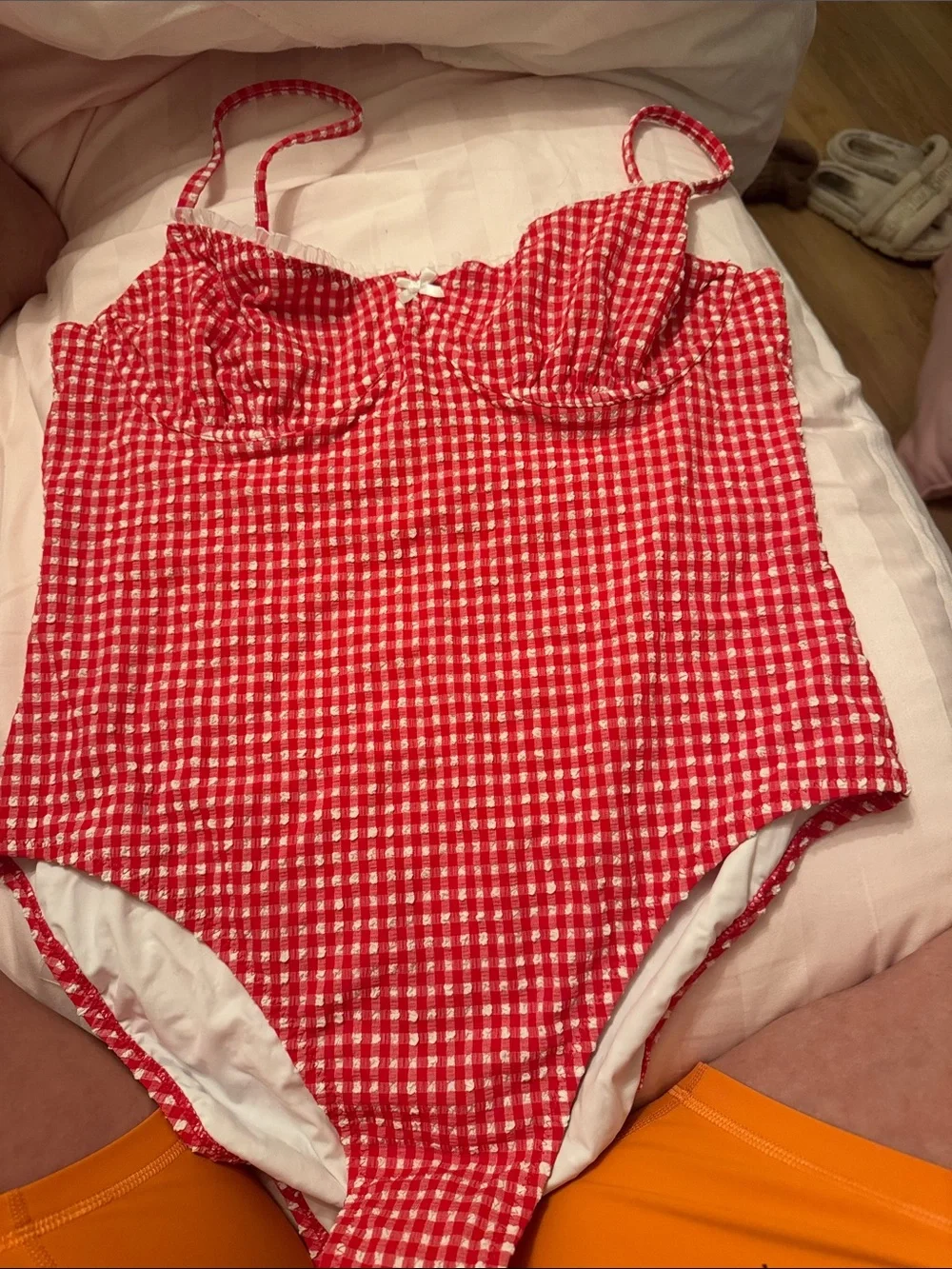 Solid & Striped the Taylor one piece red and white gingham Swimsuit